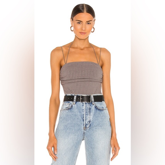 NWT H:ours Revolve charcoal gray bodysuit - Picture 1 of 3